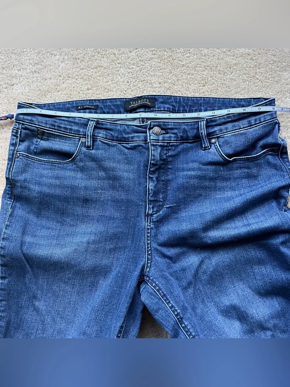🌻Talbots Women's Flawless Five-Pocket Straight Blue Denim Jeans - 14 - VGUC